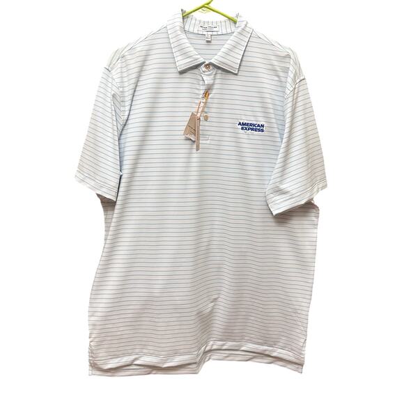 Peter Millar Summer Comfort Striped Polo Shirt American Express Large MS23EK08S - Picture 1 of 14